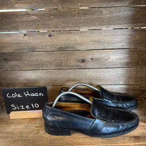 Mens Cole Haan Black Dress Comfort Leather Shoes Slip On Penny Loafers Size 10 M